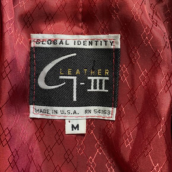Vintage GIII G3 Red Double Breasted Long Genuine Leather Jacket Coat Size Medium - Picture 5 of 10